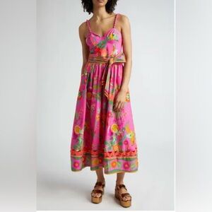 Farm Rio Delicate fruit garden cotton midi dress